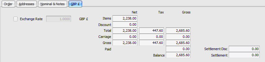 Purchase Order Currency tab
