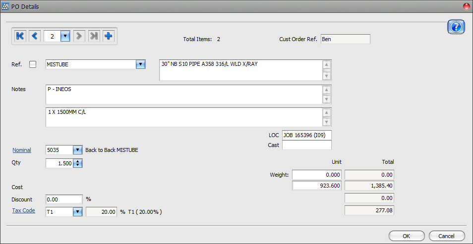 Purchase Order Item Details