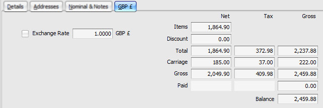 Sales Invoice: Currency Tab