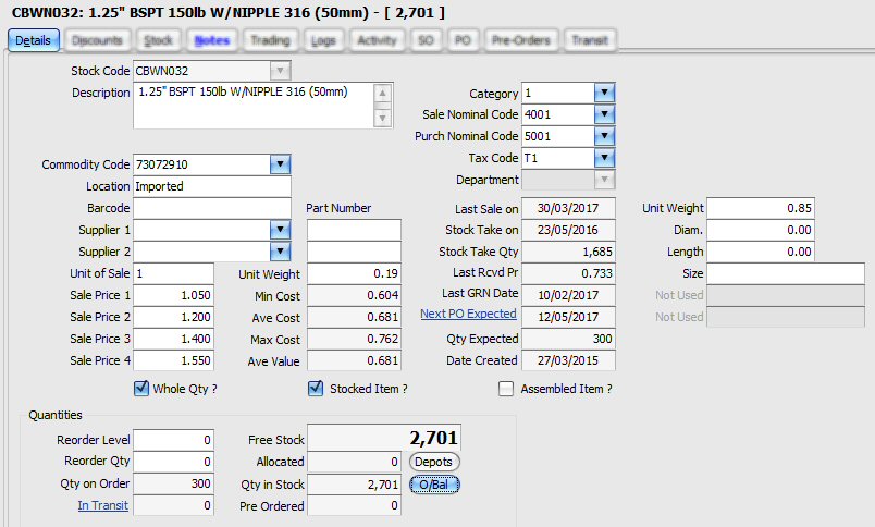 Stock Record Details