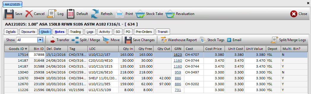 Stock: Stock Batches Currently in Stock